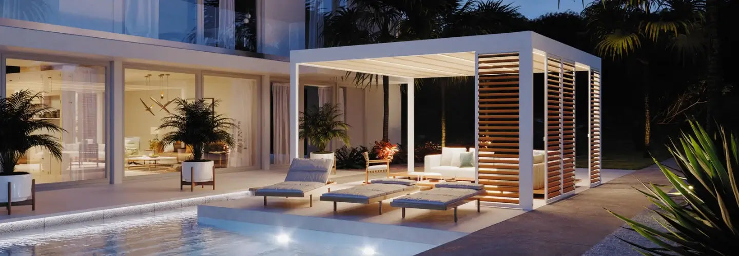 Modern Canopy Pergola with Louvered Shutter Panels