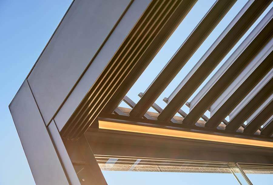 Pinela aluminium louvered roof Pergola with led strip lights