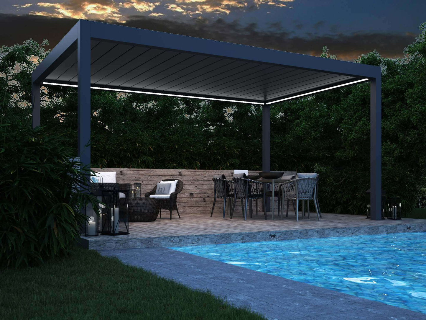 Pinela Deluxe the modern Retractable Roof Pergola