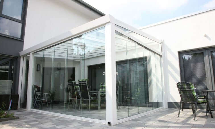 Giallo Glass Roof Veranda with Sliding Glass Walls