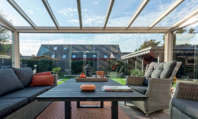 Pigato Modern Veranda with Sliding Glass Walls