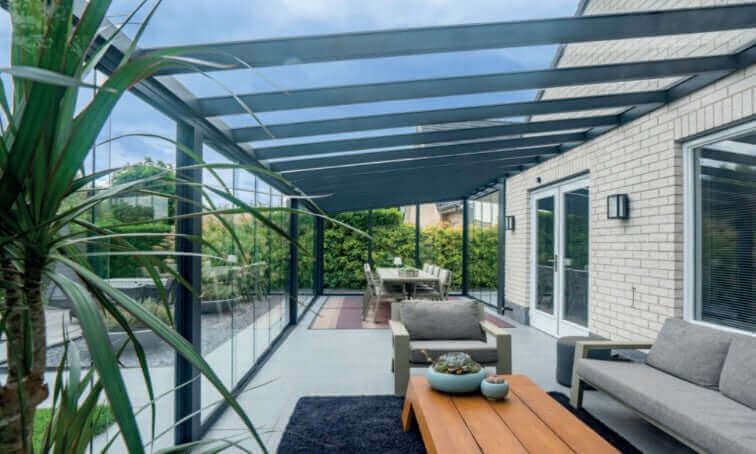 Pigato aluminium Glass Roof Veranda with Sliding Glass Panels