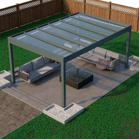 Pinela modern Pergola with a Glass Roof