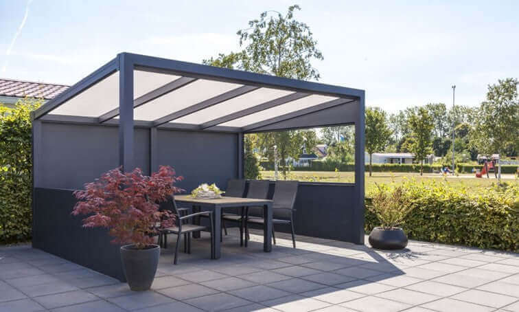 Ribollo Aluminium Veranda free standing with open side panels
